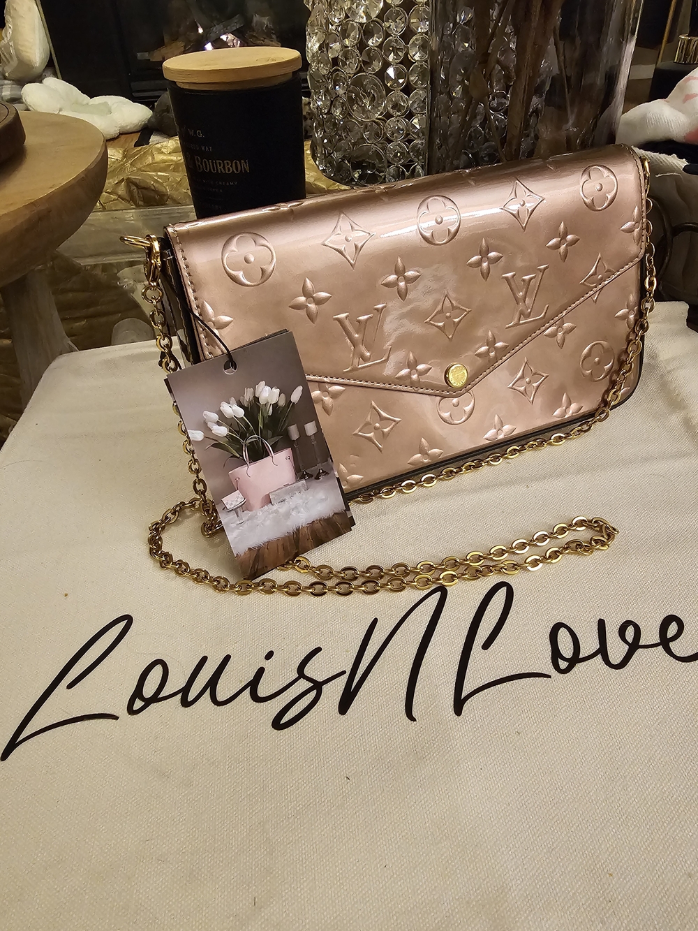 Louis Vuitton Rose Gold Monogram Chain Wallet